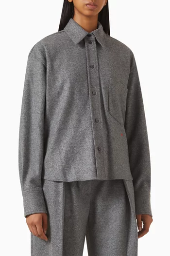 Cropped Long Sleeved Shirt in Cashmere Blend