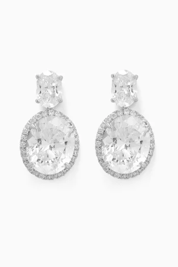 Celestial Halo Earrings in 18kt White Gold & Rhodium Vermeil