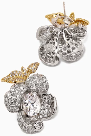 Mini Blossom Diamond Earrings in 18kt Gold & Rhodium Vermeil