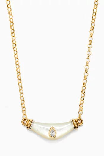 Karma Mother of Pearl & Diamond Necklace in 18kt Gold