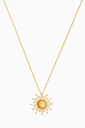 Mini Sparkle Sun Diamond Necklace in 18kt Gold