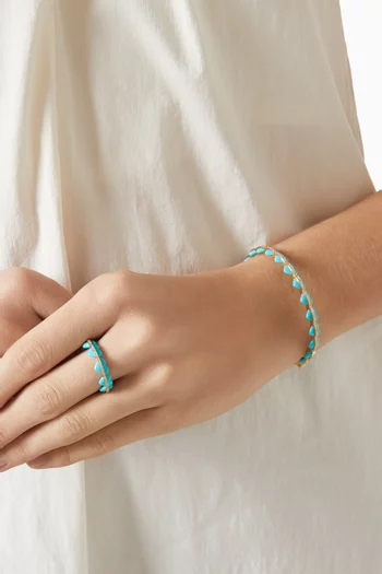 خاتم اتوم مرصع بالفيروز والماس ذهب عيار 18