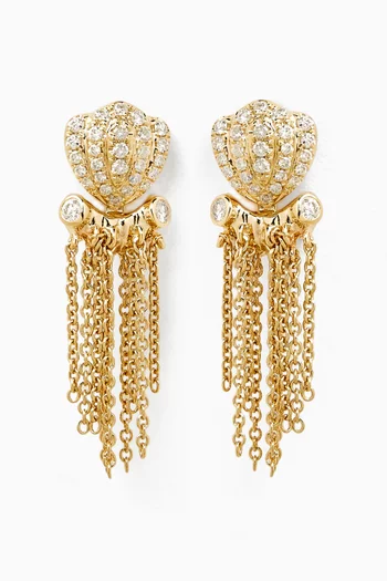 Octopus Diamond Earrings in 9kt Yellow Gold