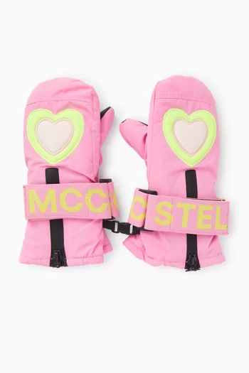 قفازات للتزلج بطبعة قلب 