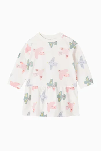 فستان بنقشة طيور قطن