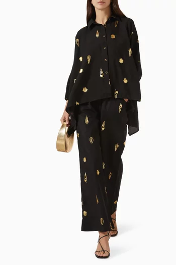 قميص بكاب بنقشة صدف