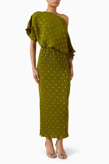 فستان تيلي بطيّات بليسيه