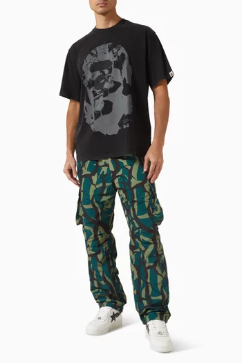 تي شيرت بطبعة رأس غوريلا بلون باهت جدًا قطن