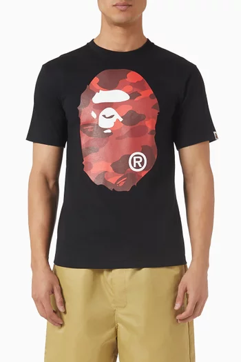 Color Camo Big Ape Head T-shirt in Cotton
