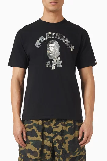 Tree Edge Camo College T-shirt in Cotton