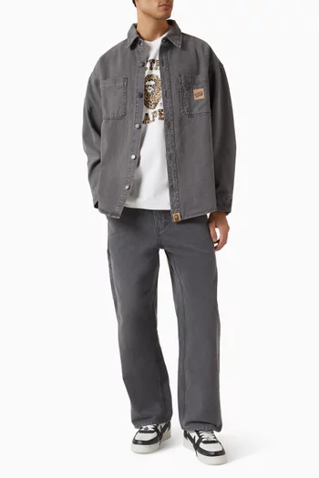 Wild Leopard Pattern College T-shirt in Cotton