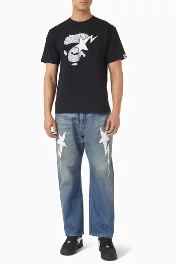 Wild Leopard Pattern Ape Face Sta T-shirt in Cotton