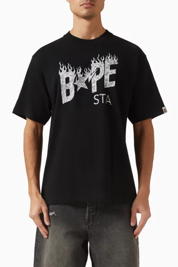 Wild Leopard Pattern Logo T-shirt in Cotton