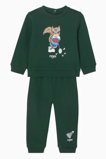 Badminton Shuttle Embroidered Sweatpants in Cotton