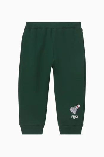 Badminton Shuttle Embroidered Sweatpants in Cotton