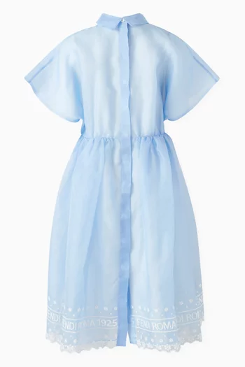 Logo-embroidered Dress in Silk-organza