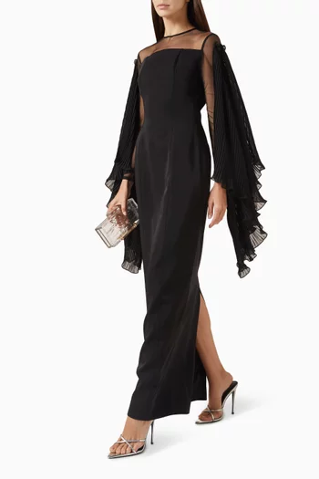 فستان سهرة بشرّابات كريب