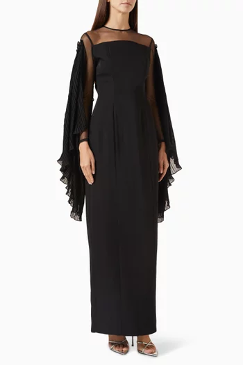 فستان سهرة بشرّابات كريب