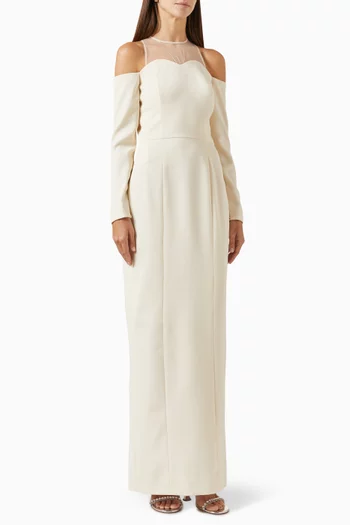 فستان سهرة بأكتاف مكشوفة