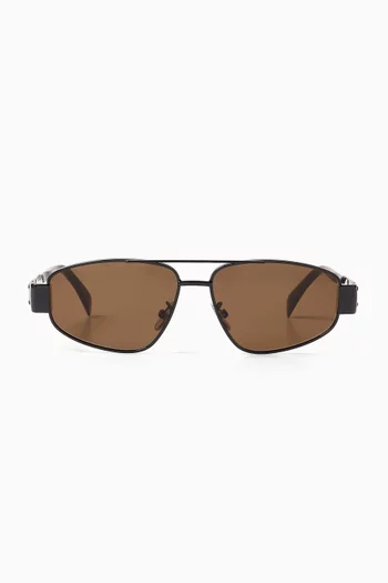 Triomphe Irregular Sunglasses in Metal