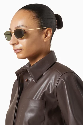 Triomphe Rectangular Sunglasses in Metal