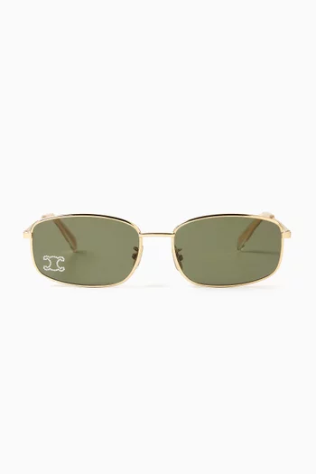 Triomphe Rectangular Sunglasses in Metal