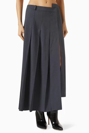 Half Pleated Midi Skirt