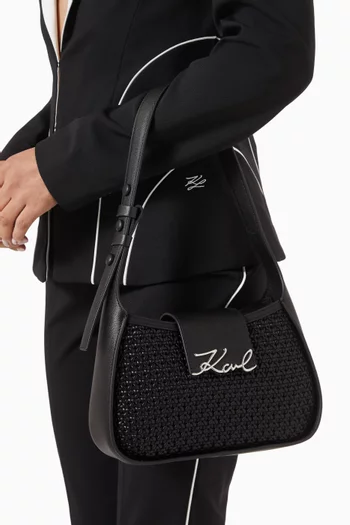 K/Signature Shoulder Bag in Woven Faux Leather
