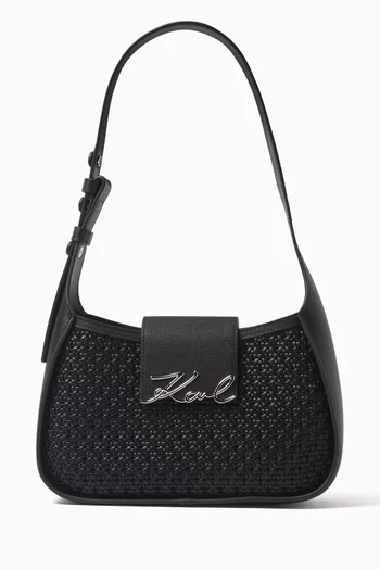 K/Signature Shoulder Bag in Woven Faux Leather