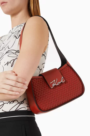 K/Signature Shoulder Bag in Woven Faux Leather