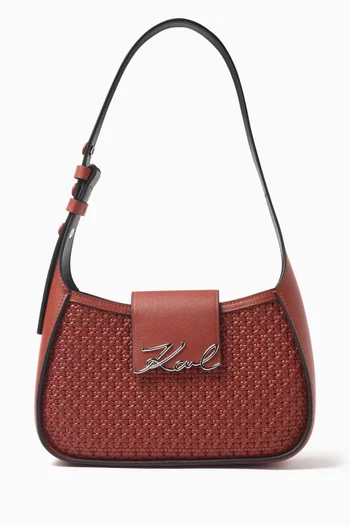 K/Signature Shoulder Bag in Woven Faux Leather