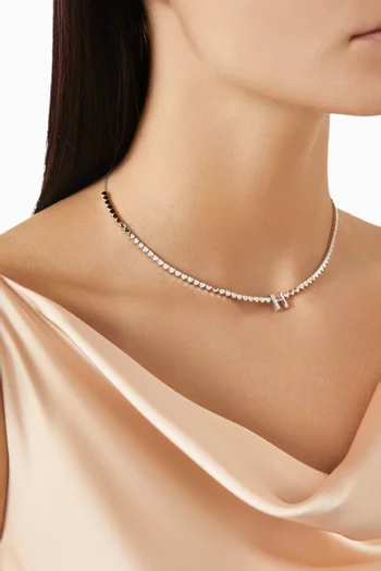 Lit Initial Necklace in 18kt White Gold