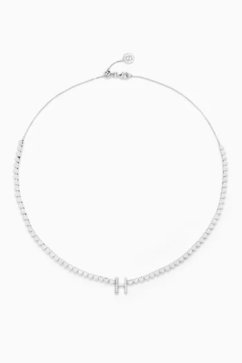 Lit Initial Necklace in 18kt White Gold