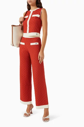 Contrast-trim Crop Top in Nylon-knit