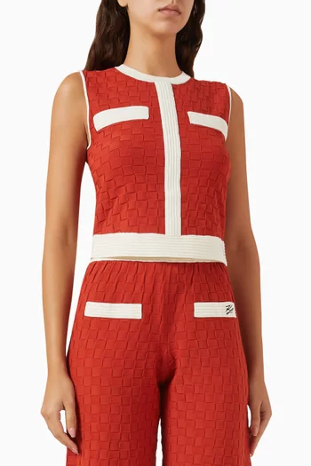 Contrast-trim Crop Top in Nylon-knit