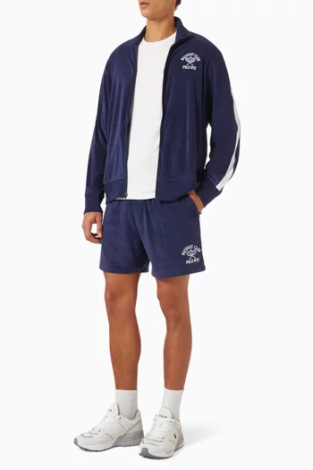 Embroidered Track Shorts in Cotton-blend Terry