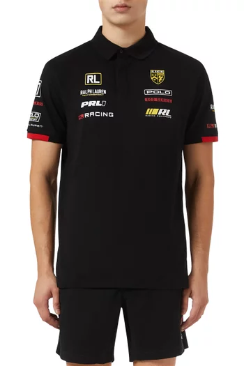 تي شيرت بولو بشعار motorsport قطن بيكيه مطاطي