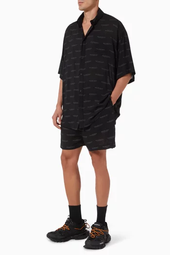 License Short-sleeve Large-fit Shirt in Viscose-poplin