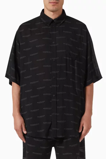 License Short-sleeve Large-fit Shirt in Viscose-poplin