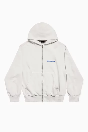 Unisex Back Zip-up Hoodie in Cotton