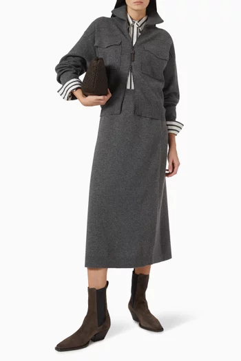 Zip Cardigan in Double-knit Cashmere