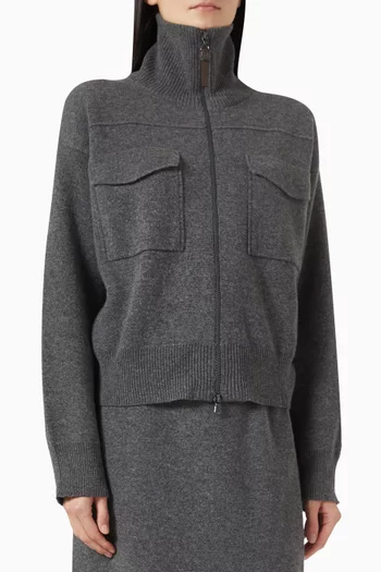 Zip Cardigan in Double-knit Cashmere
