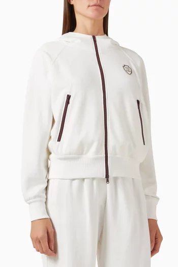 جاكيت برقعة شعار الماركة وسحّاب نسيج بيكيه