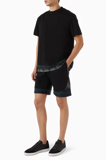 Chevron-detailed Shorts in Fleece