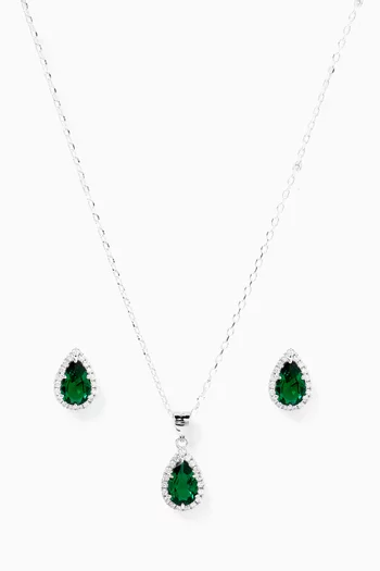 Zia Pendant Necklace & Earrings Set in Sterling Silver