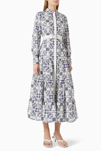 Aria Belted Maxi Dress in Linen