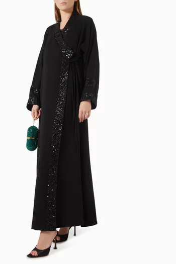 Chinese Collar Abaya in Polycrepe