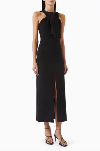 فستان منسوج برباط عند الرقبة مزيج فيسكوز