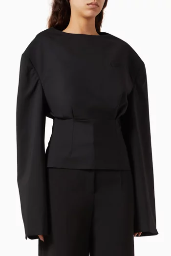 بلوزة بقصة مريحة مزيج صوف بكر