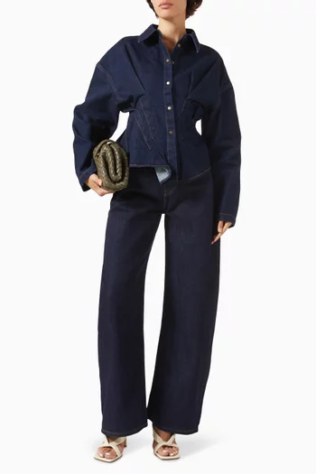 قميص بتفاصيل ملفوفة دينم